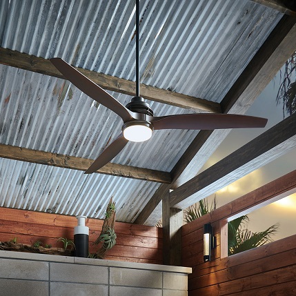 Designer ceiling fan in a curated residential interior