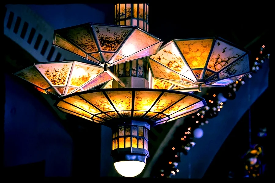 Art Deco chandeliers at Cafe Americain, Amsterdam
