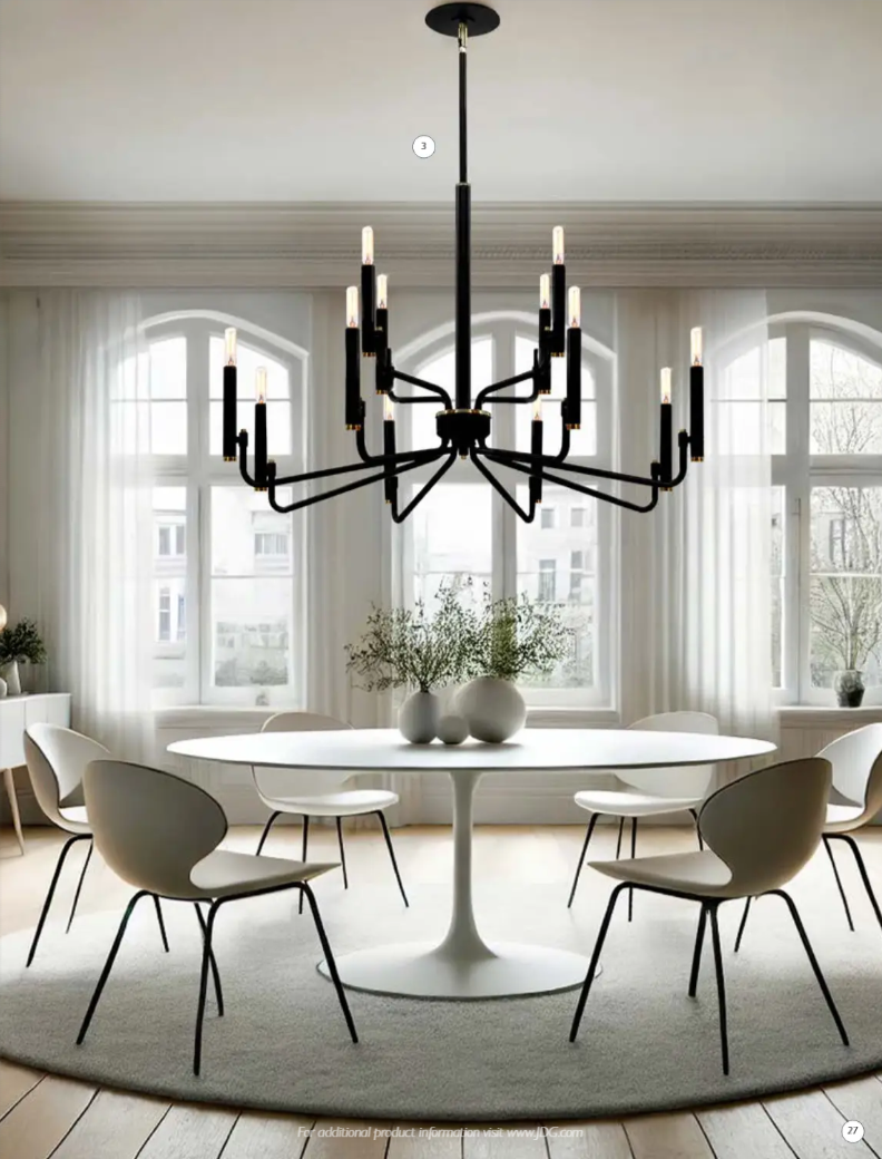 Layered lighting in a finished showroom space